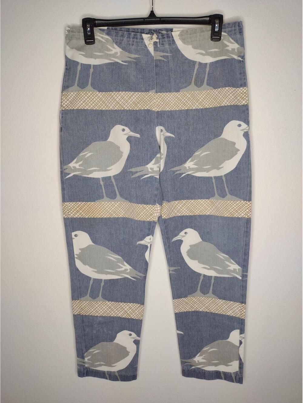 Preloved Michigan Rag Co. Women's Blue/Seagull Print Pants Size Small